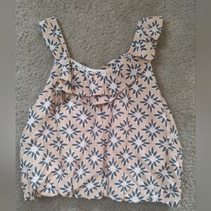 Zara Girls Orange, Black and White Cropped Starburst Blouse Sz 11-12 NWT